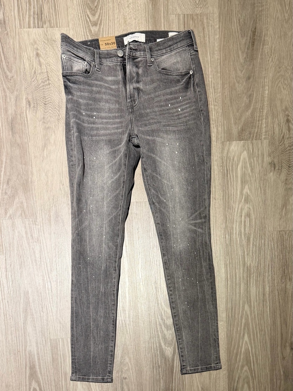 PacSun Charcoal Gray Skinny Jeans with Faded Detailing